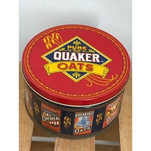 Vintage 1983 Quaker Oats Limited Edition Heritage Cookie Tin 7" Recipe